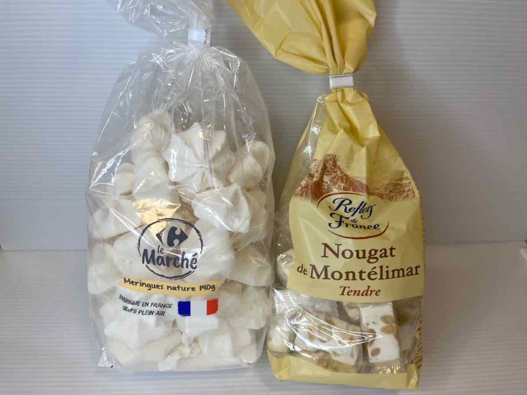 ル・マルシェのメレンゲ菓子　リフレ・ド・フランスのアーモンドヌガー
