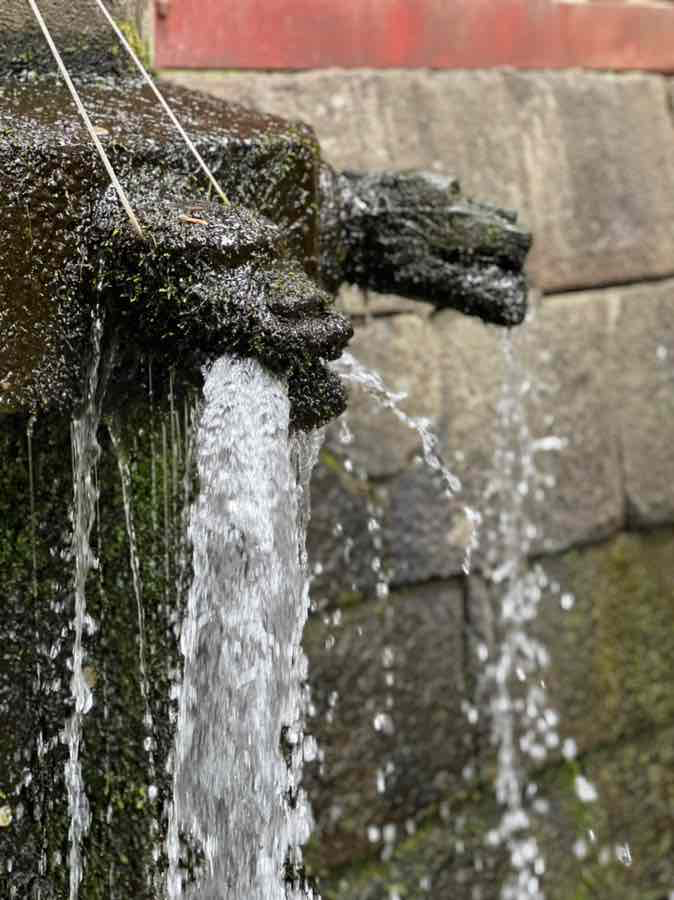 岩木山神社　手水舎　竜神の口から流れる水