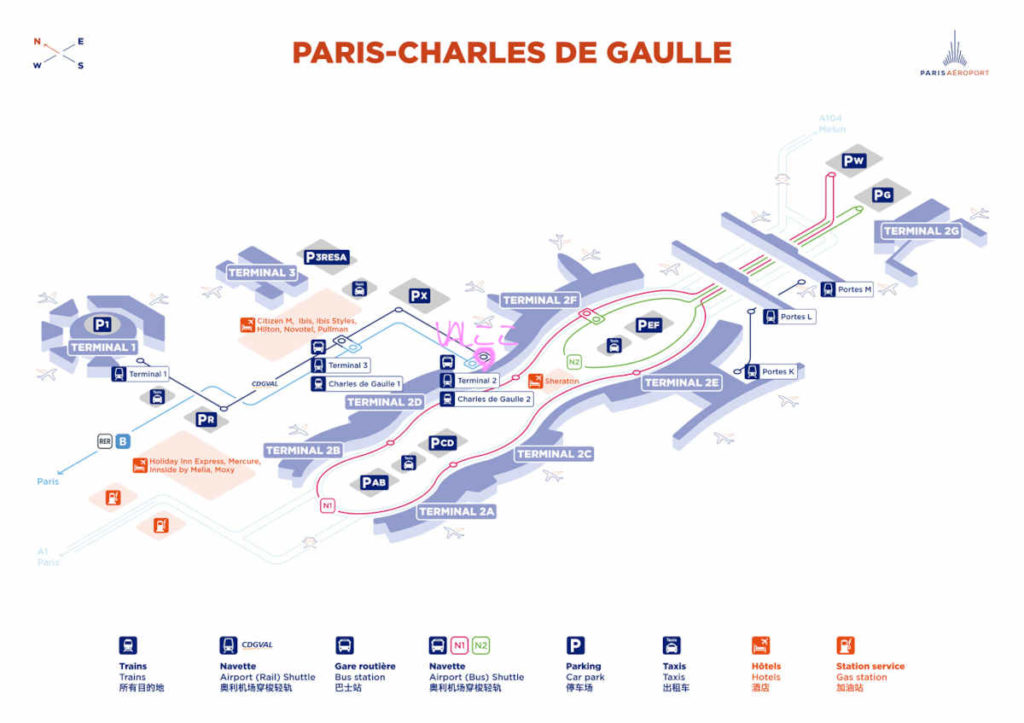 シャルル・ド・ゴール空港ターミナル2の地図
