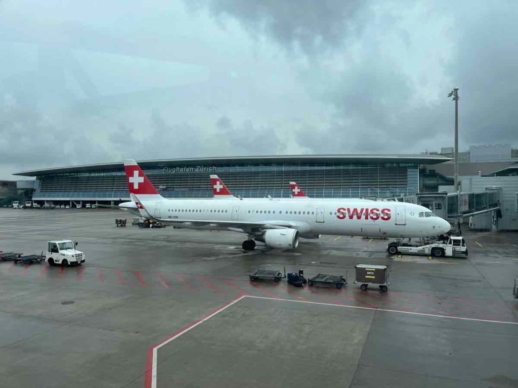 チューリッヒ空港に駐機してあるスイスインターナショナルエアラインズの機体